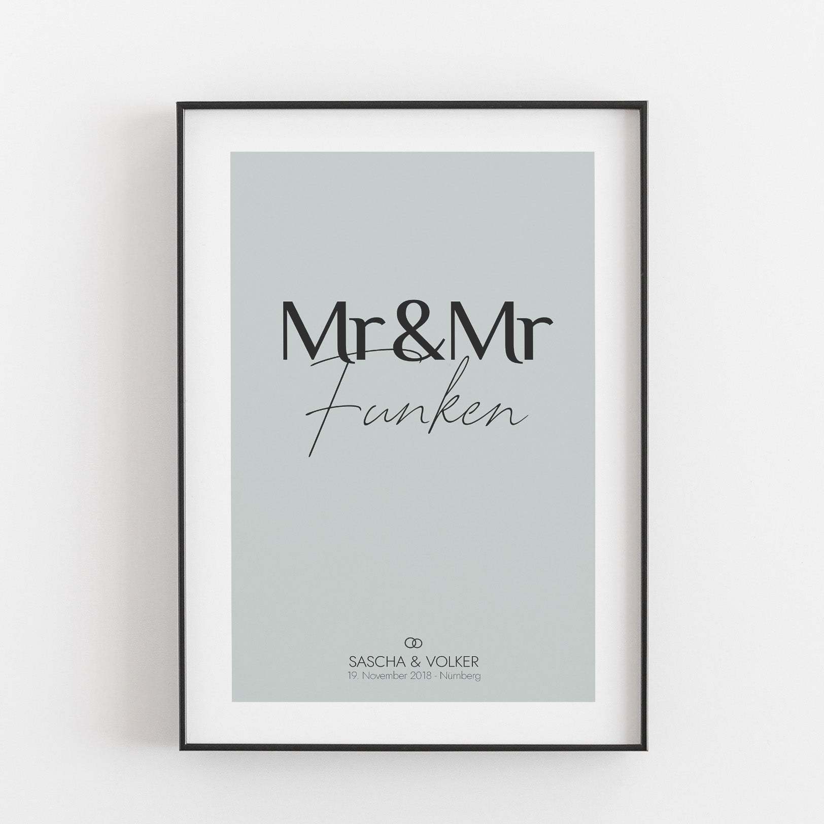Hochzeit Poster Mr & Mr Bestseller, Liebe Poster, Personalisiertes Poster Personalisiertes Poster Größe: Digitaler Download Farbe: Fog Green famprints