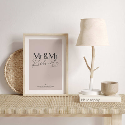 Hochzeit Poster Mr & Mr Bestseller, Liebe Poster, Personalisiertes Poster Personalisiertes Poster Größe: Digitaler Download, 13x18cm, 21x30cm, 30x40cm, 40x50cm, 50x70cm, 61x91cm Farbe: White Smoke, White, Polish Grey, Stone Beige, Pale Rose, Fog Green famprints