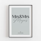 Hochzeit Poster Mrs & Mrs Bestseller, Liebe Poster, Personalisiertes Poster Personalisiertes Poster Größe: Digitaler Download Farbe: Fog Green famprints