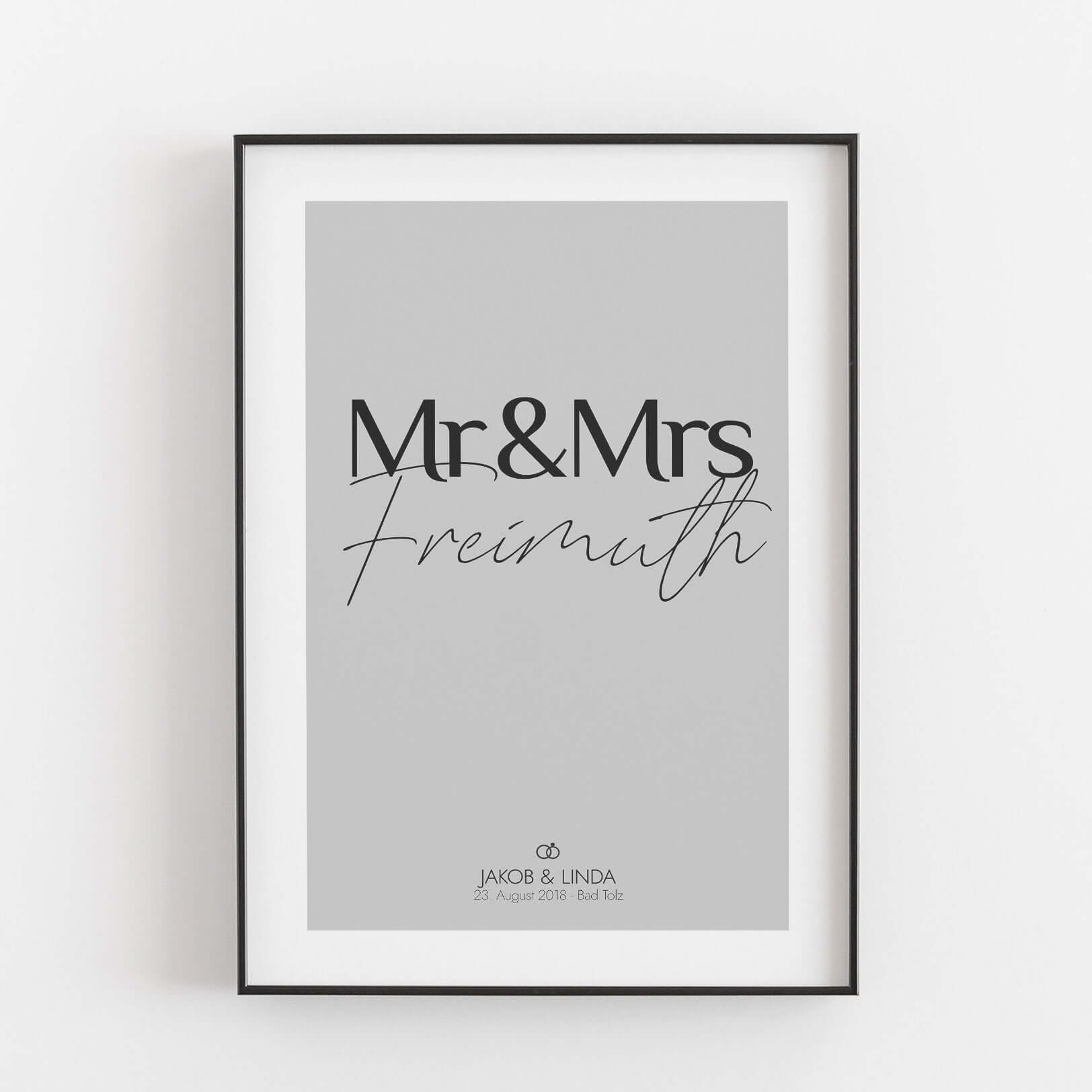 Hochzeit Poster Mr & Mrs Bestseller, Liebe Poster, Personalisiertes Poster Personalisiertes Poster Größe: Digitaler Download Farbe: Polish Grey famprints