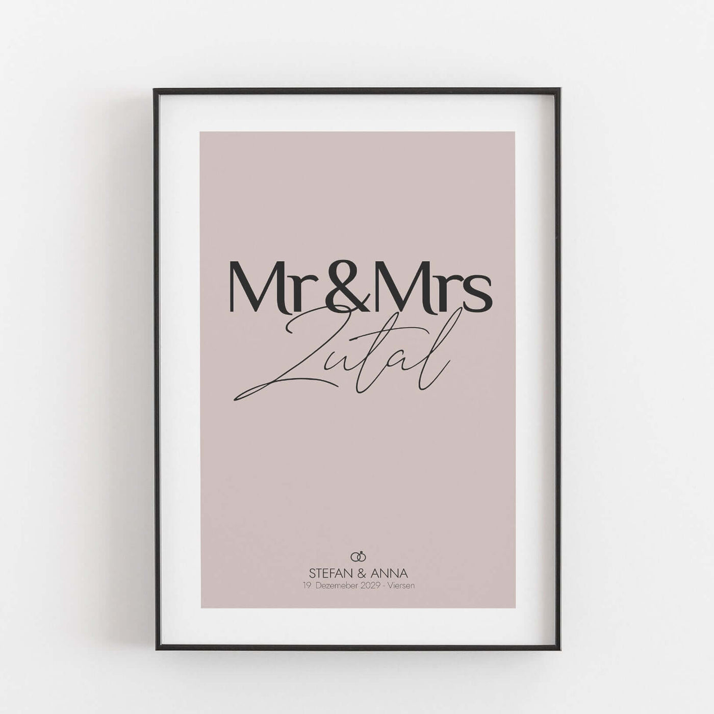 Hochzeit Poster Mr & Mrs Bestseller, Liebe Poster, Personalisiertes Poster Personalisiertes Poster Größe: Digitaler Download Farbe: Pale Rose famprints