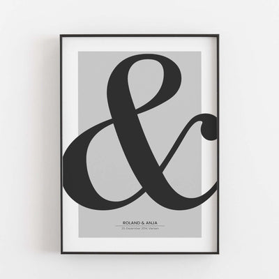 Hochzeitsposter '&' Liebe Poster, Neuheit, Personalisiertes Poster, schwarz weiß Poster Personalisiertes Poster Größe: Digitaler Download Farbe: Polish Grey famprints