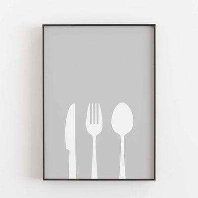 Küchenposter 'Besteck' Neuheit, schwarz weiß Poster Poster Größe: Digitaler Download Farbe: Polish Grey famprints