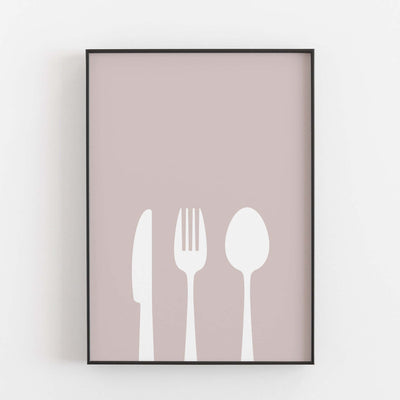 Küchenposter 'Besteck' Neuheit, schwarz weiß Poster Poster Größe: Digitaler Download Farbe: Pale Rose famprints