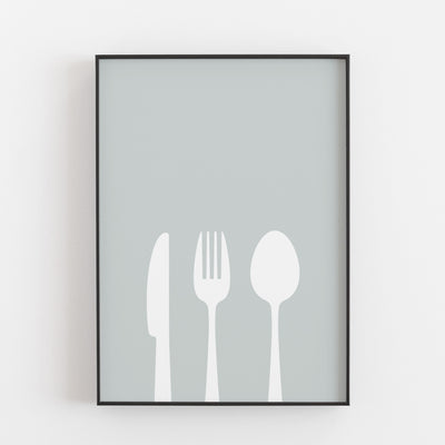 Küchenposter 'Besteck' Neuheit, schwarz weiß Poster Poster Größe: Digitaler Download Farbe: Fog Green famprints