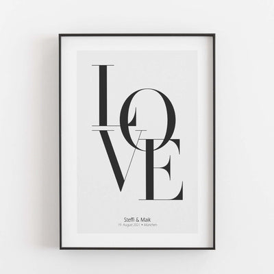 Love Poster mit Namen Liebe Poster, Neuheit, Personalisiertes Poster Personalisiertes Poster Größe: Digitaler Download Farbe: White Smoke famprints