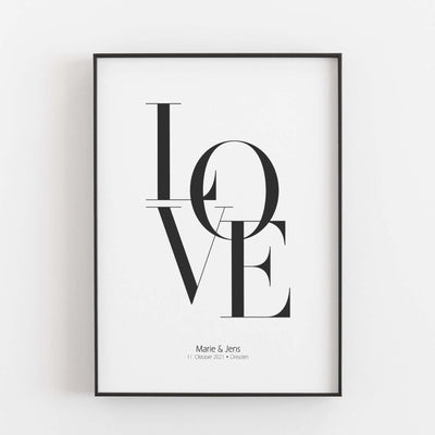 Love Poster mit Namen Liebe Poster, Neuheit, Personalisiertes Poster Personalisiertes Poster Größe: Digitaler Download Farbe: White famprints