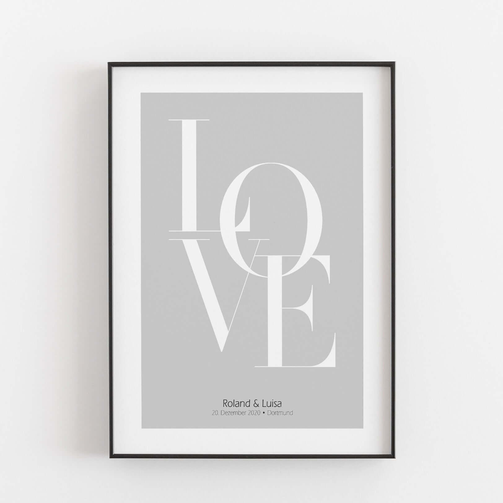Love Poster mit Namen Liebe Poster, Neuheit, Personalisiertes Poster Personalisiertes Poster Größe: Digitaler Download Farbe: Polish Grey famprints