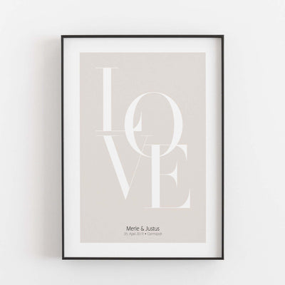Love Poster mit Namen Liebe Poster, Neuheit, Personalisiertes Poster Personalisiertes Poster Größe: Digitaler Download Farbe: Stone Beige famprints