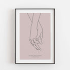Poster 'Hände Line Art' BF alt, Liebe Poster, Personalisiertes Poster Personalisiertes Poster Größe: Digitaler Download Farbe: Pale Rose famprints