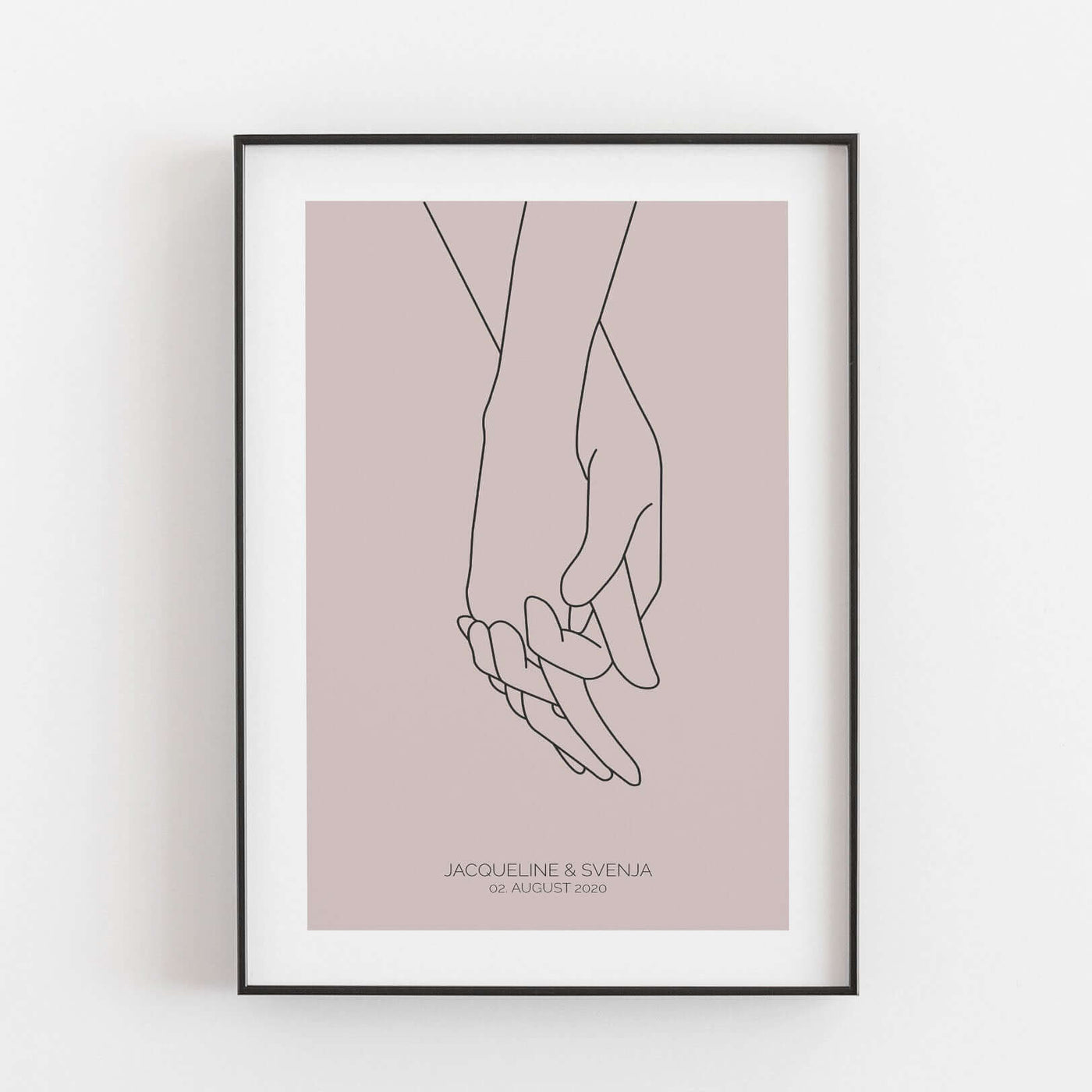 Poster 'Hände Line Art' BF alt, Liebe Poster, Personalisiertes Poster Personalisiertes Poster Größe: Digitaler Download Farbe: Pale Rose famprints