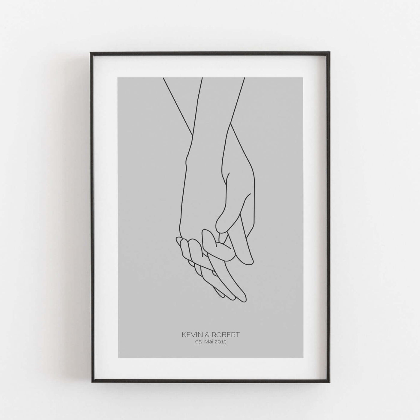 Poster 'Hände Line Art' BF alt, Liebe Poster, Personalisiertes Poster Personalisiertes Poster Größe: Digitaler Download Farbe: Polish Grey famprints