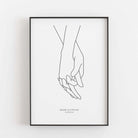 Poster 'Hände Line Art' BF alt, Liebe Poster, Personalisiertes Poster Personalisiertes Poster Größe: Digitaler Download Farbe: White famprints