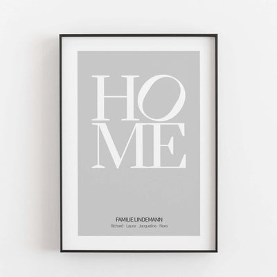 Poster 'Home' BF alt, Familienposter, Personalisiertes Poster, schwarz weiß Poster, Zuhause Poster Personalisiertes Poster Größe: Digitaler Download Farbe: Polish Grey famprints