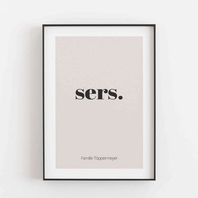 Poster 'sers' BF alt, Familienposter, Personalisiertes Poster, schwarz weiß Poster Personalisiertes Poster Größe: Digitaler Download Farbe: Stone Beige famprints