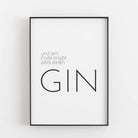 Gin Poster 'Ende' BF alt, schwarz weiß Poster, Sprüche Poster Poster Größe: Digitaler Download famprints